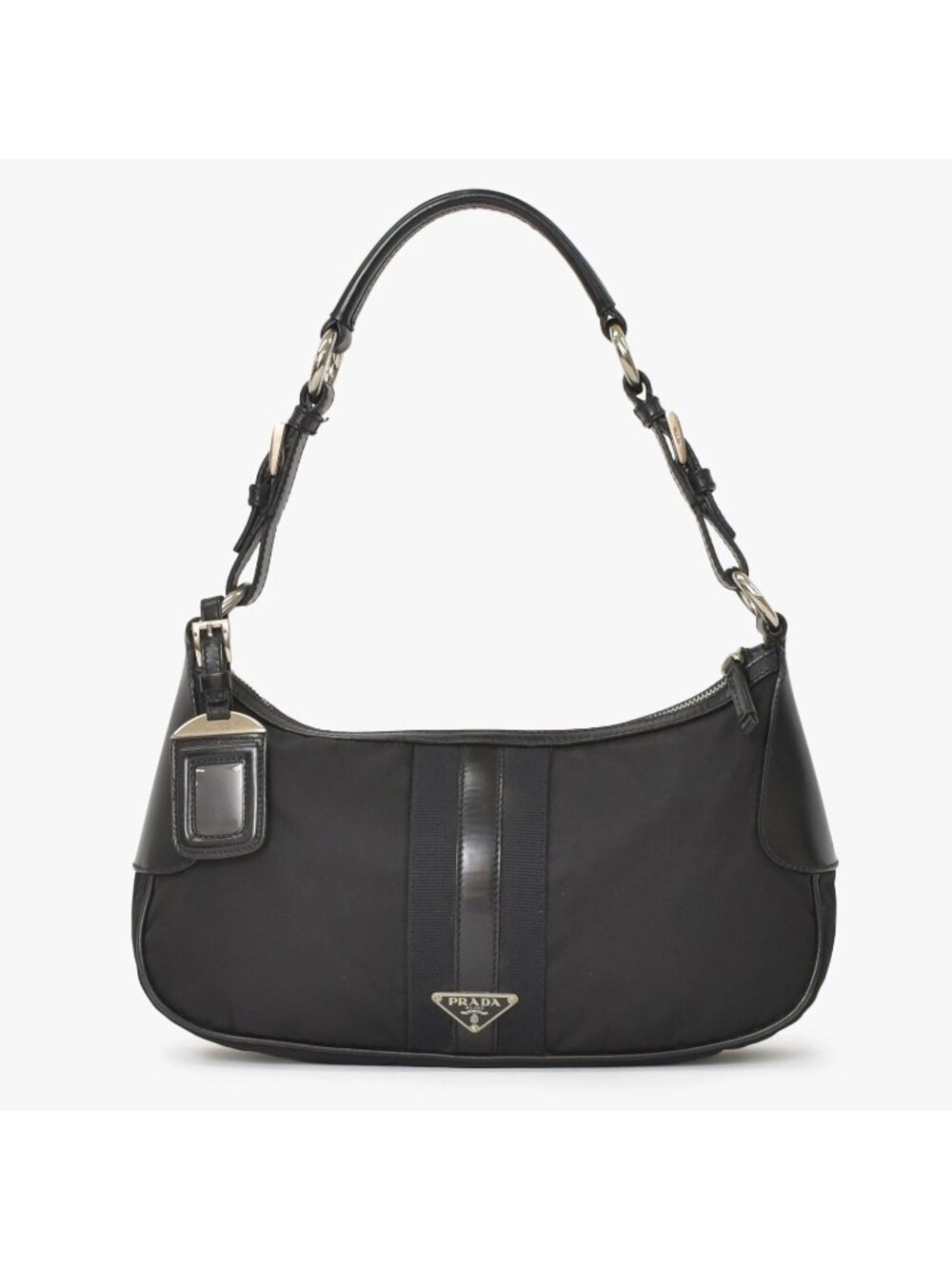 Prada Bag Triangle Logo Nylon Black Silver